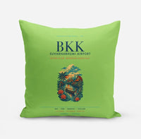 Thumbnail for Bangkok Suvarnabhumi Airport (BKK) design on light green pillow