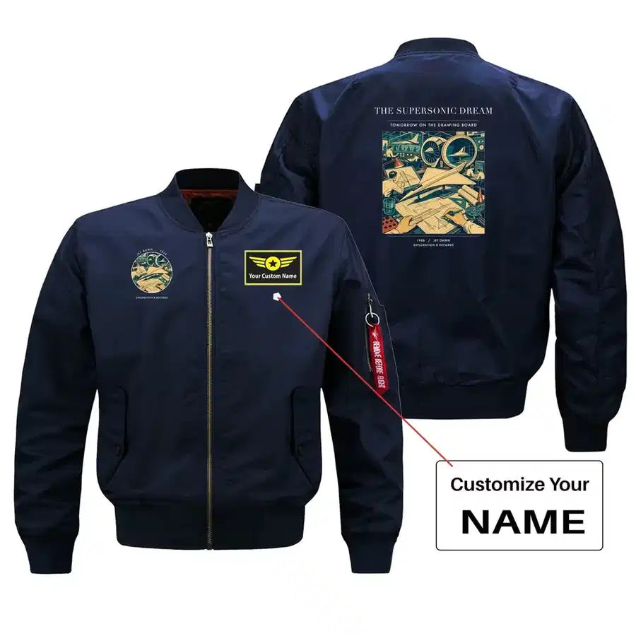 VINTAGE G4128 - The Supersonic Dream - Bomber Jacket design on blue+name