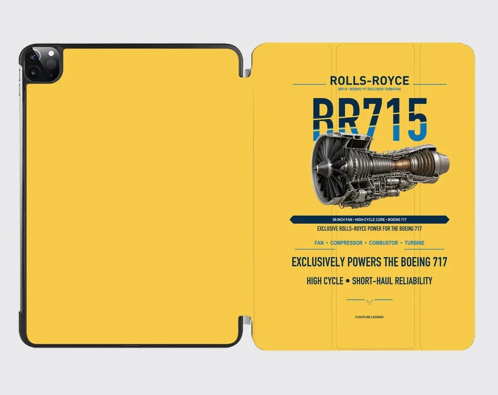 BR715 design on yellow ipad tablet case