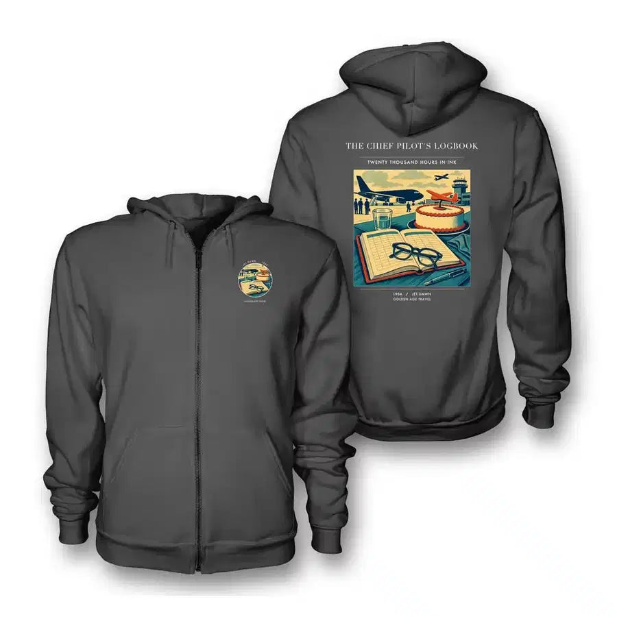 VINTAGE G4426 - The Chief Pilot's Logbook - Premium Zipped Hoodie design on darkgray