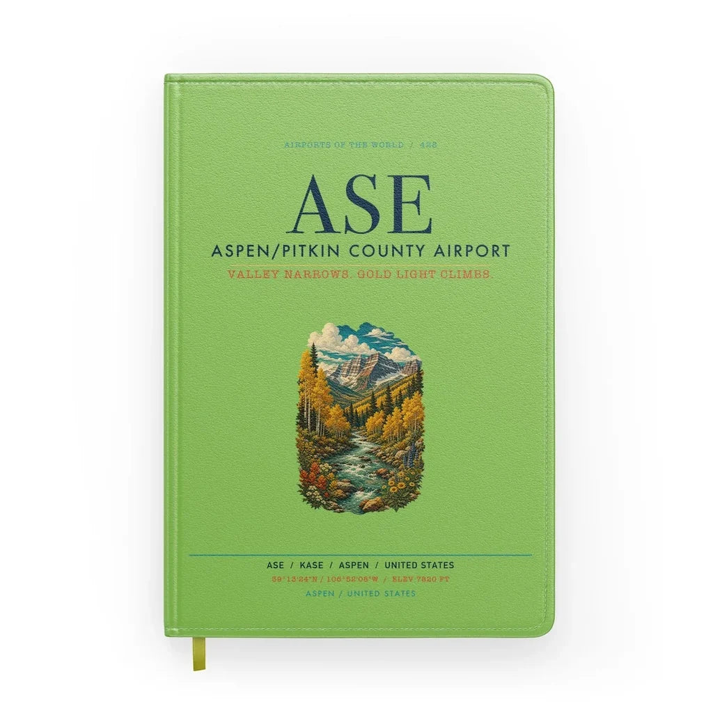 Aspen - Pitkin County Airport (ASE) design on light green notebook