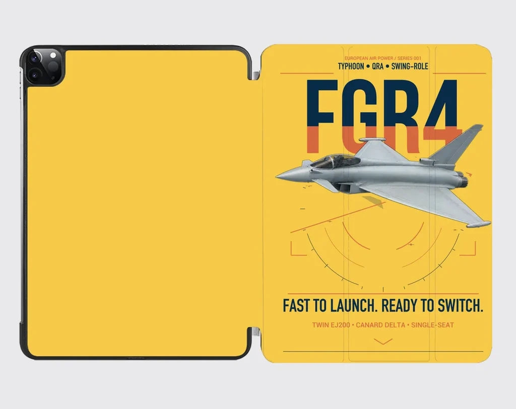 Eurofighter Typhoon FGR4 design on yellow ipad tablet case