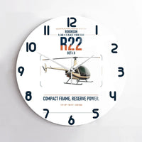Thumbnail for Robinson R22 Beta II design on white no frame wall clock