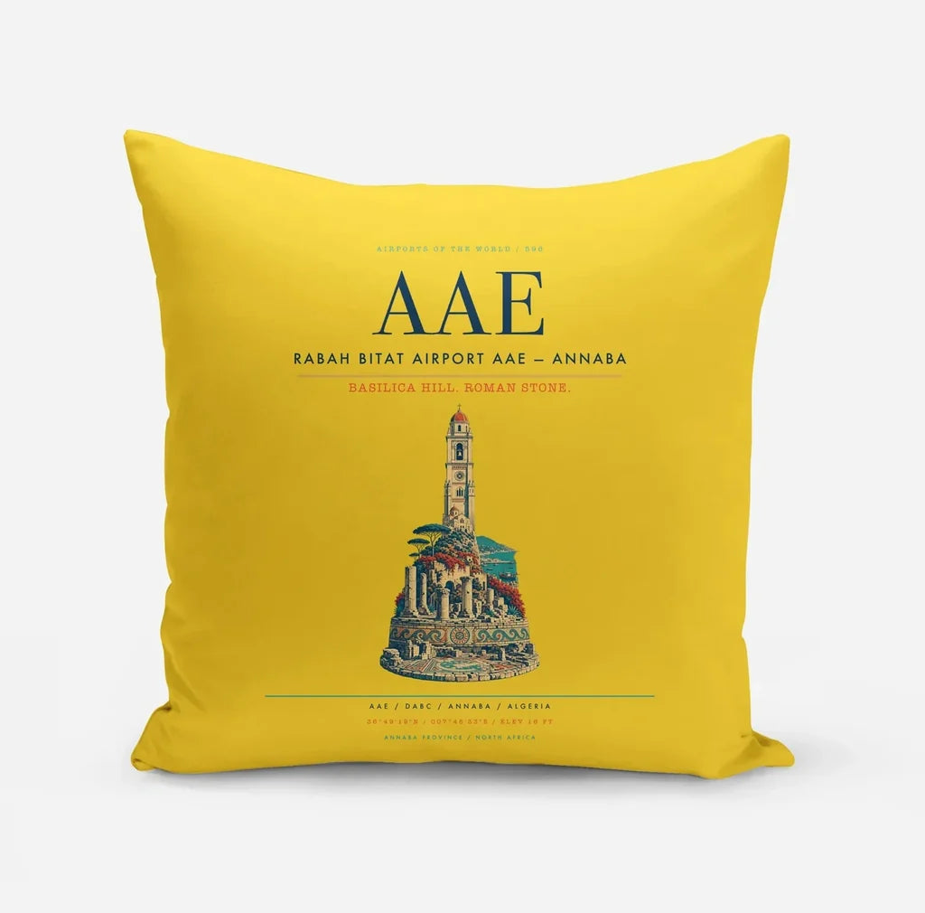 Rabah Bitat Airport (AAE) design on yellow pillow