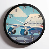 Thumbnail for Vintage Boeing 747 aviation design on premium wood and metal wall clock.