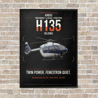 Thumbnail for Airbus H135 vertical canvas print - framed - black background