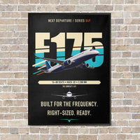 Thumbnail for Embraer E175 vertical canvas print - framed - black background