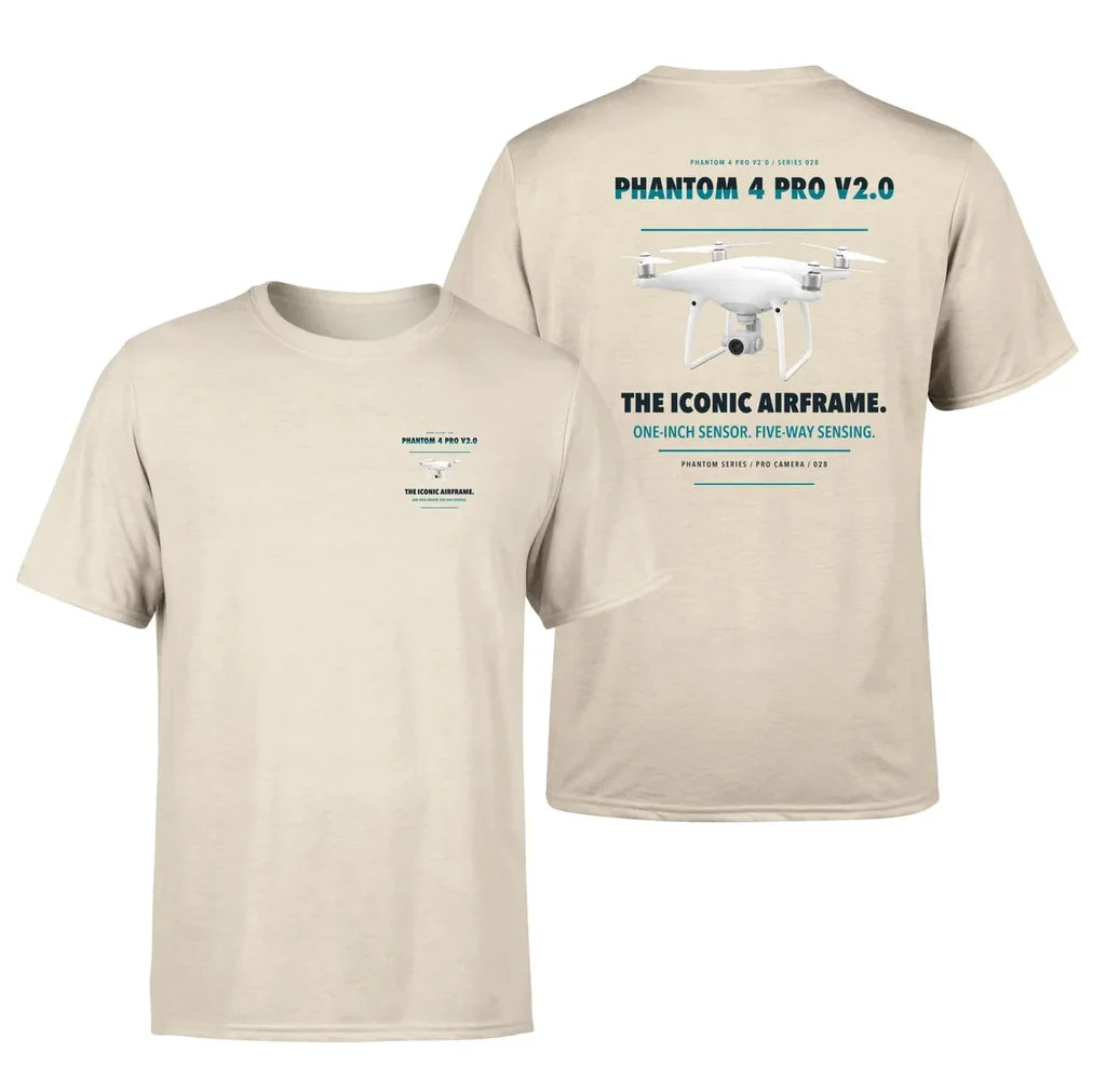 DJI Phantom 4 Pro V2.0 design on beige t shirt