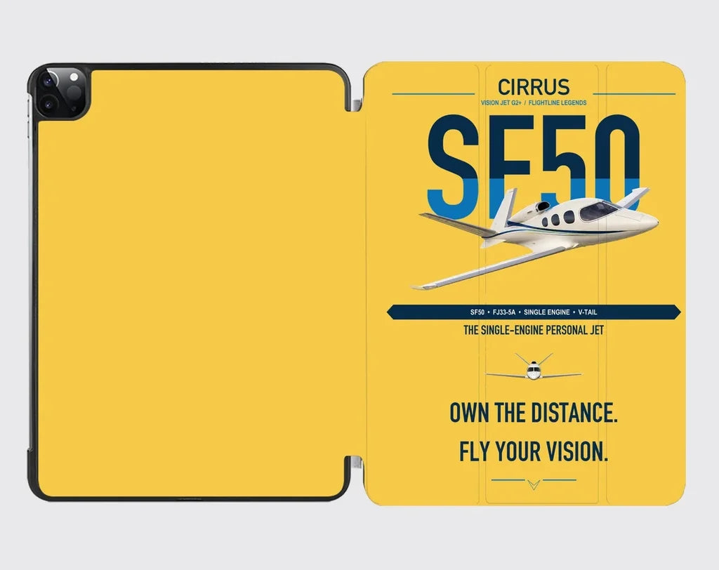 Cirrus Vision Jet G2+ design on yellow ipad tablet case