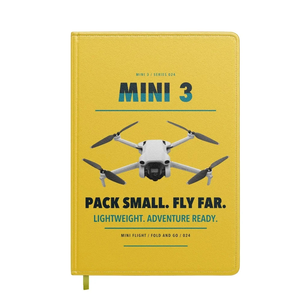 DJI Mini 3 design on yellow notebook