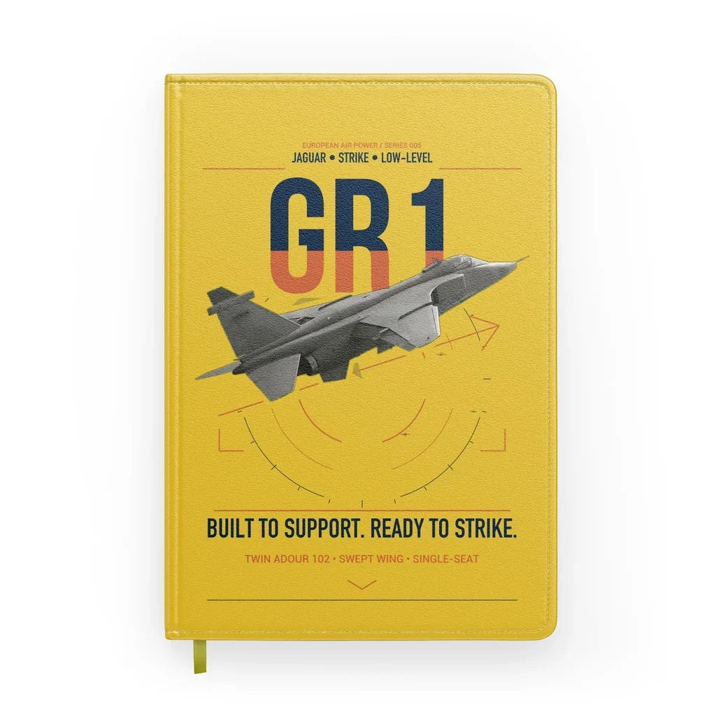 SEPECAT Jaguar GR1 design on yellow notebook