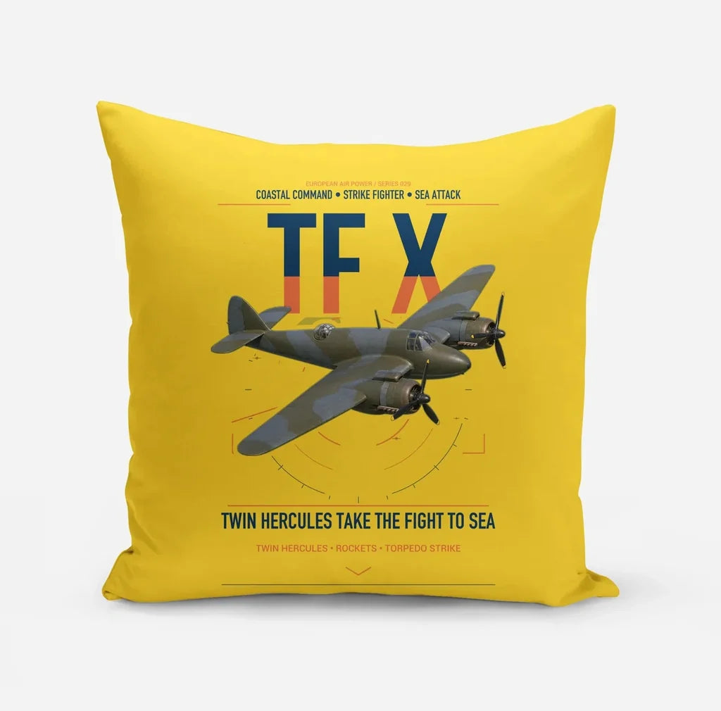 Bristol Beaufighter TF X design on yellow pillow