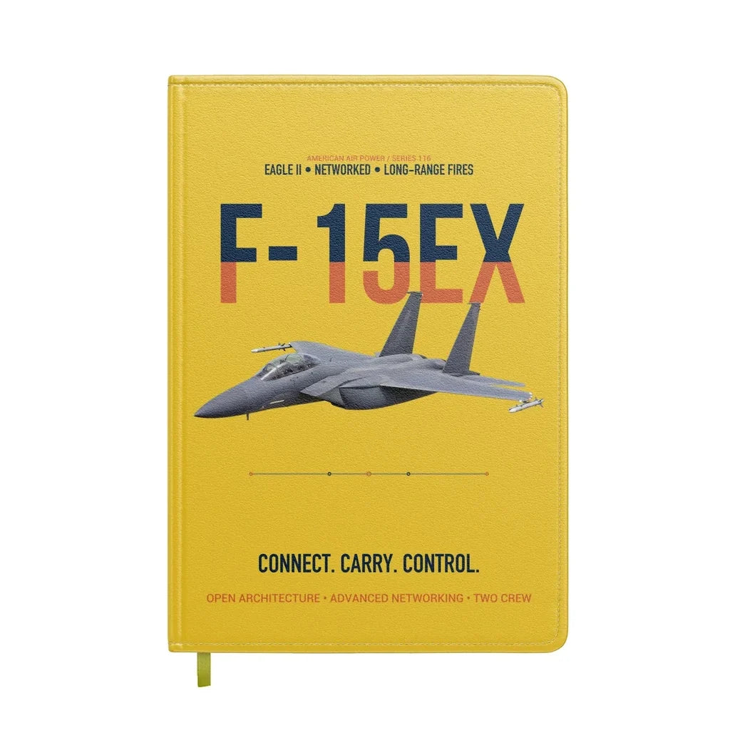 F-15EX Eagle II Connect Carry Control design on yellow notebook