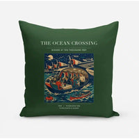 Thumbnail for VINTAGE G4058 - The Ocean Crossing - Designed Pillows design on darkgreen