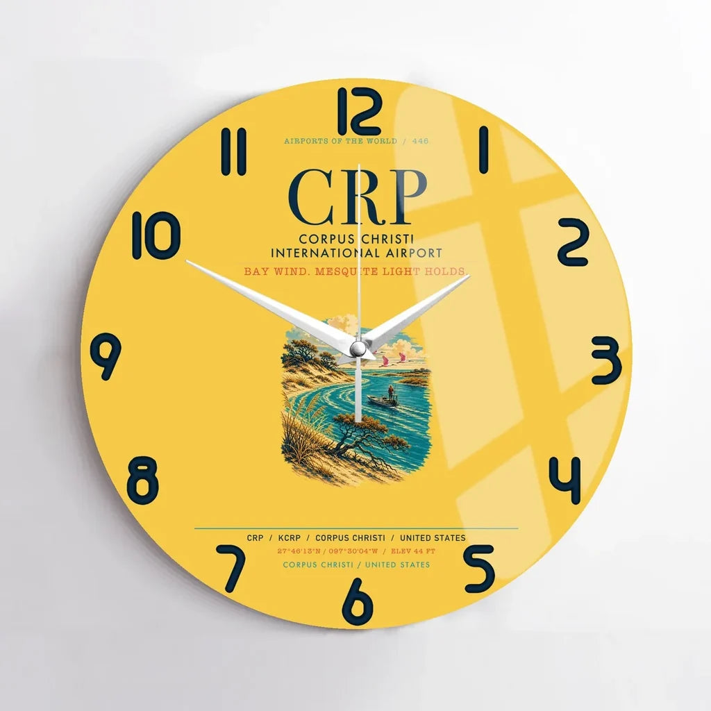 Corpus Christi International Airport (CRP) design on yellow no frame wall clock