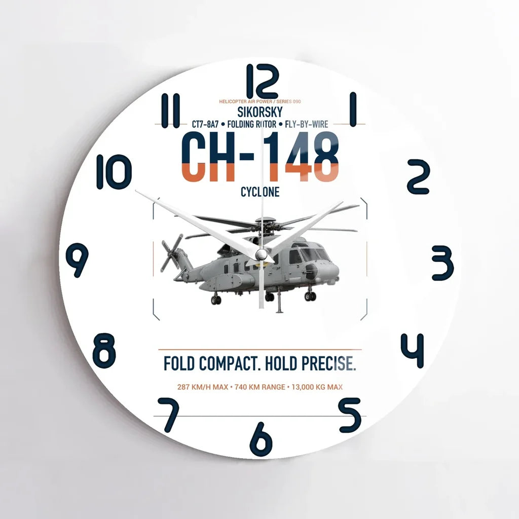 Sikorsky CH-148 Cyclone design on white no frame wall clock