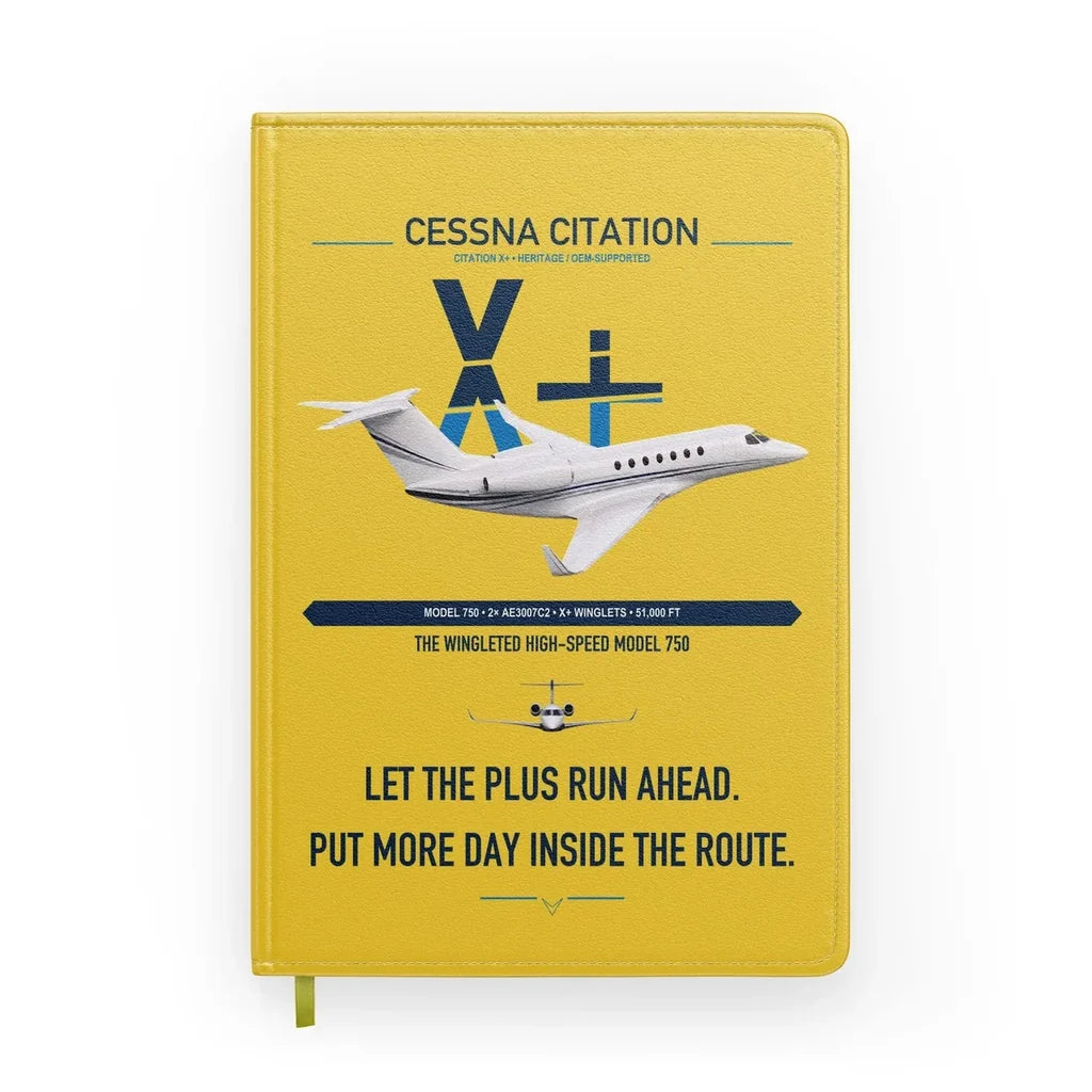 Cessna Citation X+ design on yellow notebook