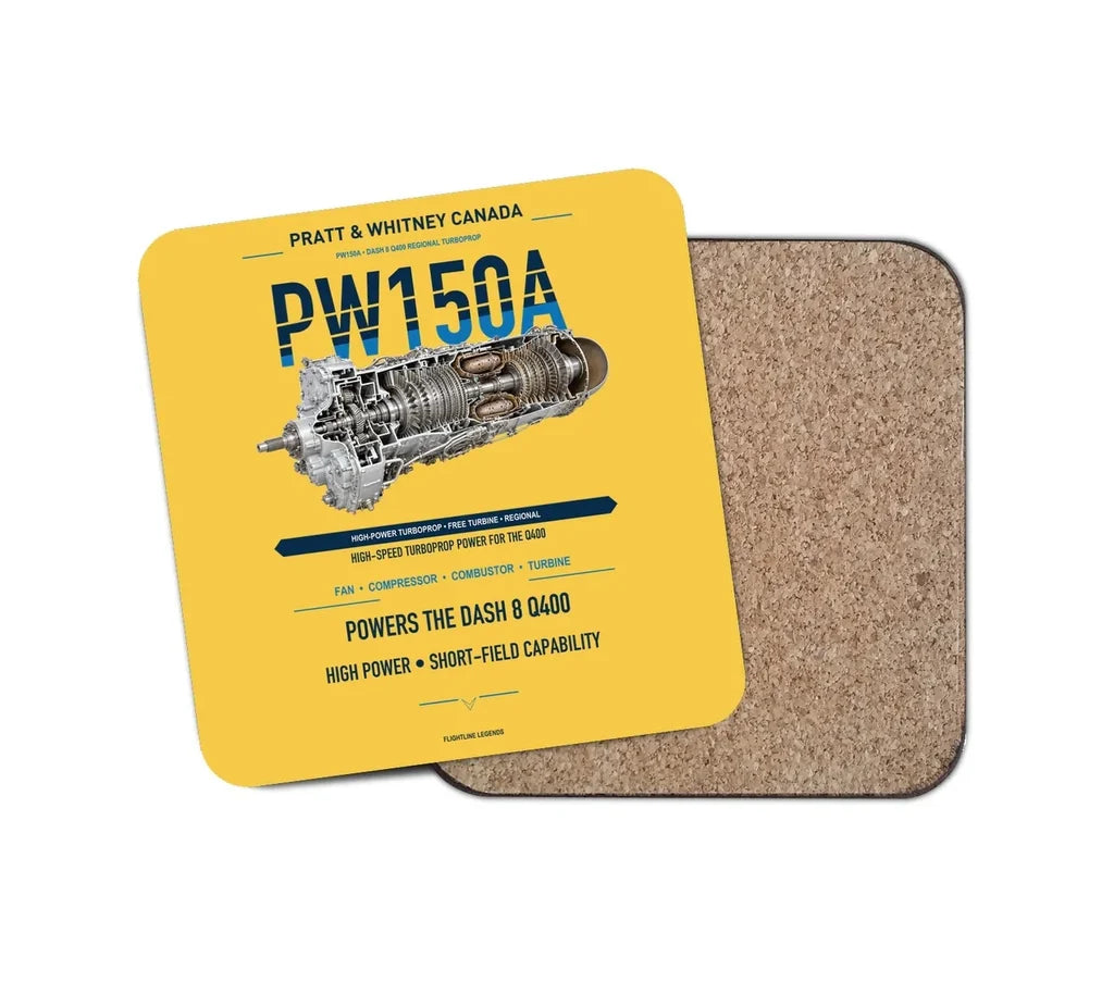 PW150A design on yellow 1 piece coaster
