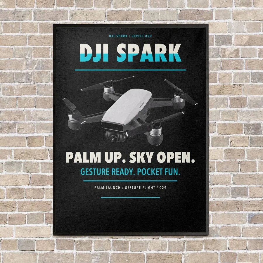 DJI Spark vertical canvas print - framed - black background