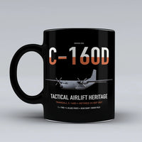 Thumbnail for Transall C-160D design on black ceramic mug, double-side print