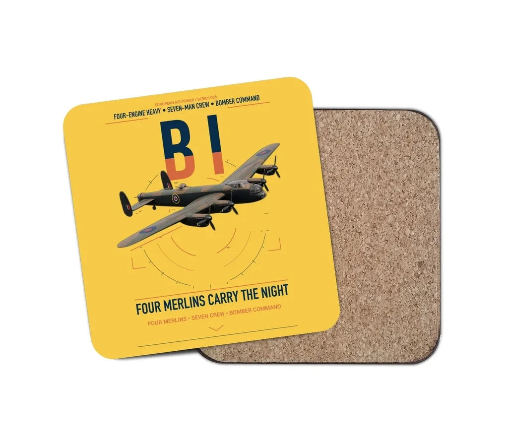 Avro Lancaster B I design on yellow 1 piece coaster