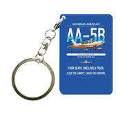 Thumbnail for Grumman American AA-5B Tiger design on blue designed key chain, double-side print