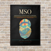 Thumbnail for Missoula Montana Airport MSO vertical canvas print - framed - black background