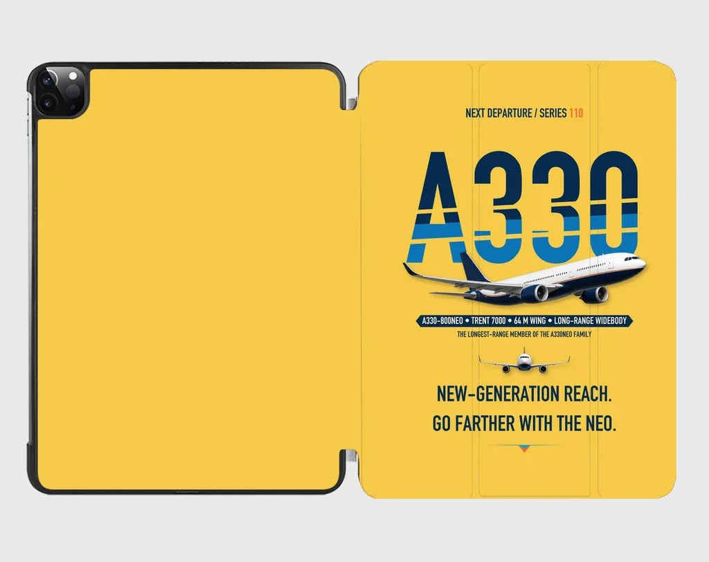 Airbus A330-800neo design on yellow ipad tablet case