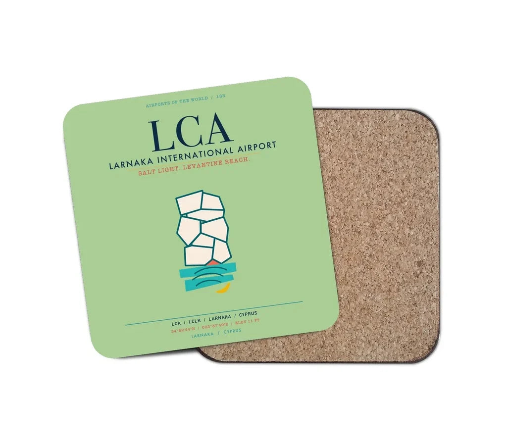Larnaka International Airport (LCA) design on light green 1 piece coaster