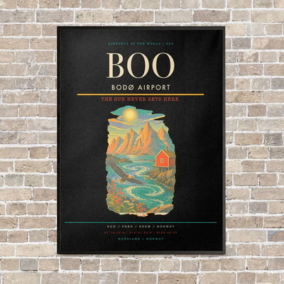 Bodø Airport BOO - Canvas Framed - Black