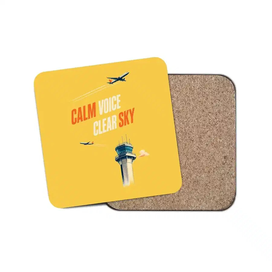 Calm Voice Clear Sky design on yellow 1 piece coaster