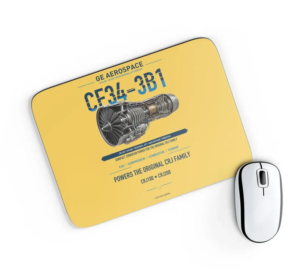 CF34-3B1 design on yellow rectangle mouse pad