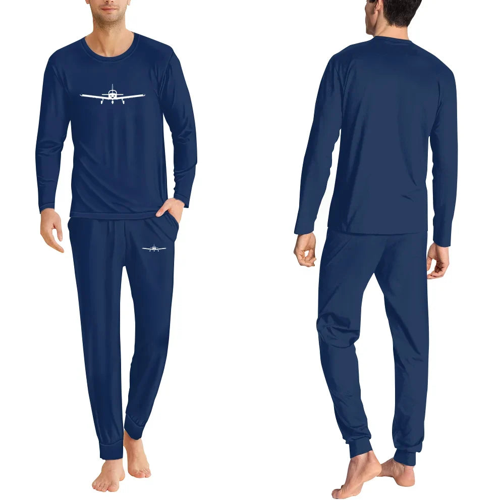 Piper PA28 Silhouette Plane men pajamas - Dark Blue