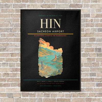 Sacheon Airport HIN vertical canvas print - framed - black background