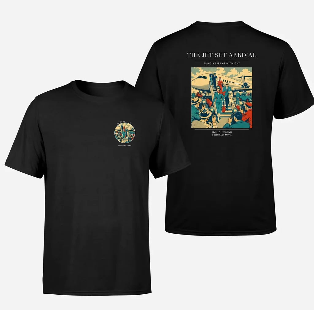VINTAGE G4121 - The Jet Set Arrival - Double-Side T-Shirt design on black double side t shirt