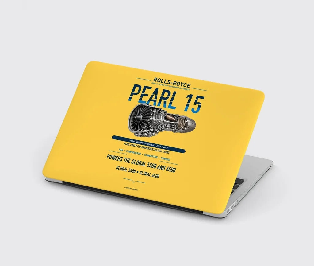 PEARL 15 design on yellow MacBook case