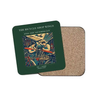 Thumbnail for The Bicycle Shop Wings - Designed Coasters design on dark green 1-piece