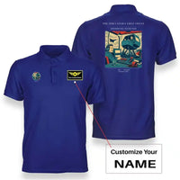 Thumbnail for VINTAGE G4462 - The Simulator's First Sweat - Double-Side Polo T-Shirt design on blue+name