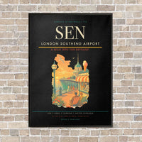 Thumbnail for London Southend Airport SEN vertical canvas print - framed - black background