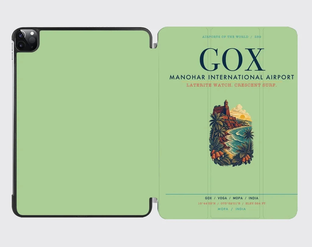 Manohar International Airport Mopa (GOX) design on light green ipad tablet case