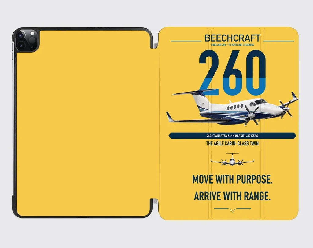 Beechcraft King Air 260 design on yellow ipad tablet case