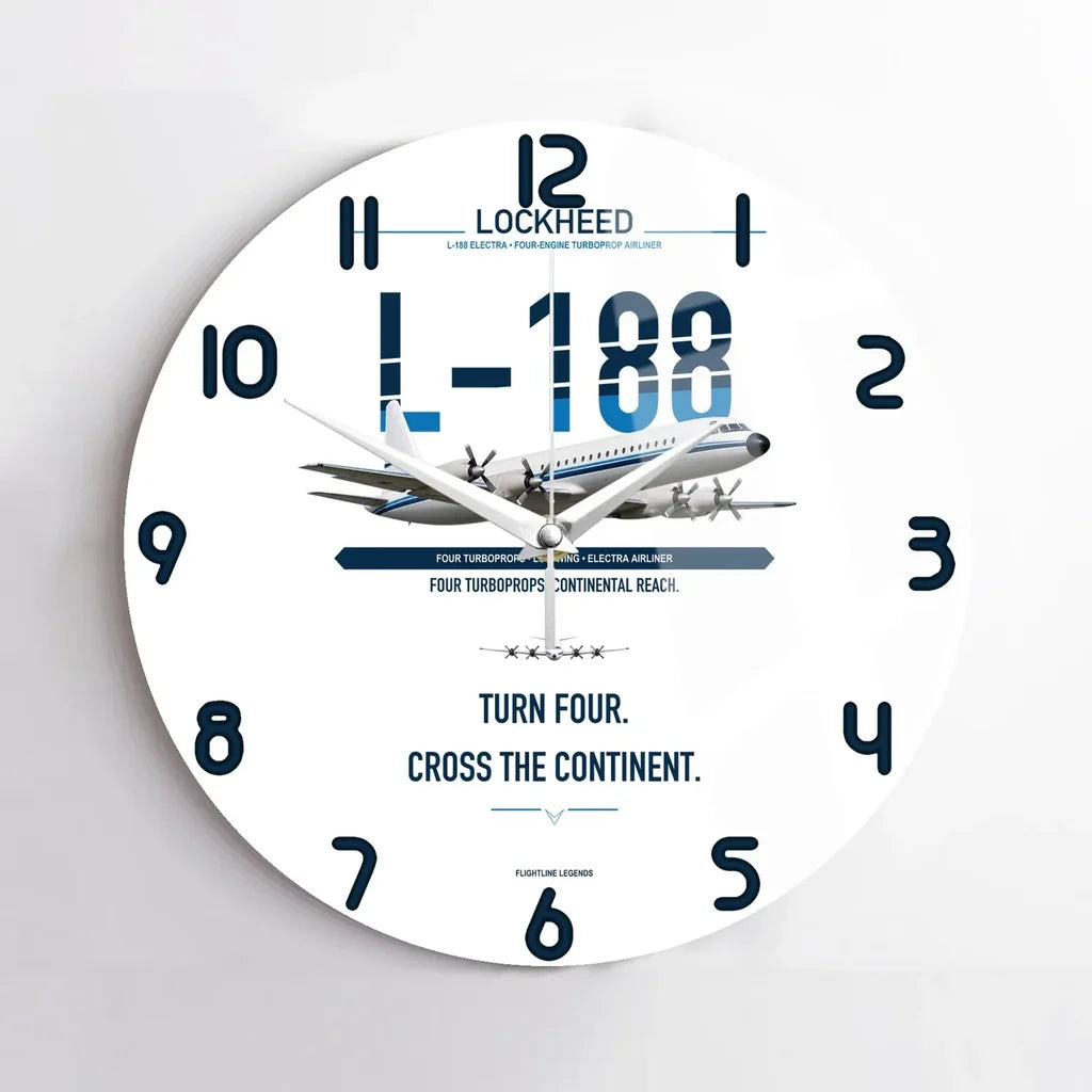 Lockheed L-188 Electra design on white no frame wall clock