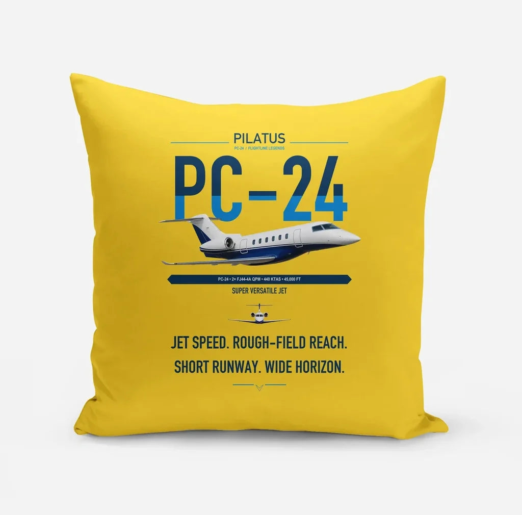 Pilatus PC-24 design on yellow pillow