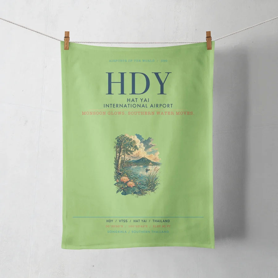 Hat Yai International Airport (HDY) design on light green towel