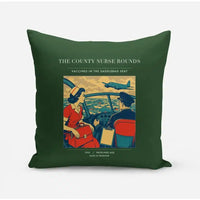 Thumbnail for VINTAGE G4481 - The County Nurse Rounds - Designed Pillows design on darkgreen