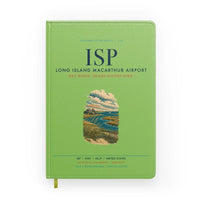 Thumbnail for Long Island MacArthur Airport (ISP) design on light green notebook