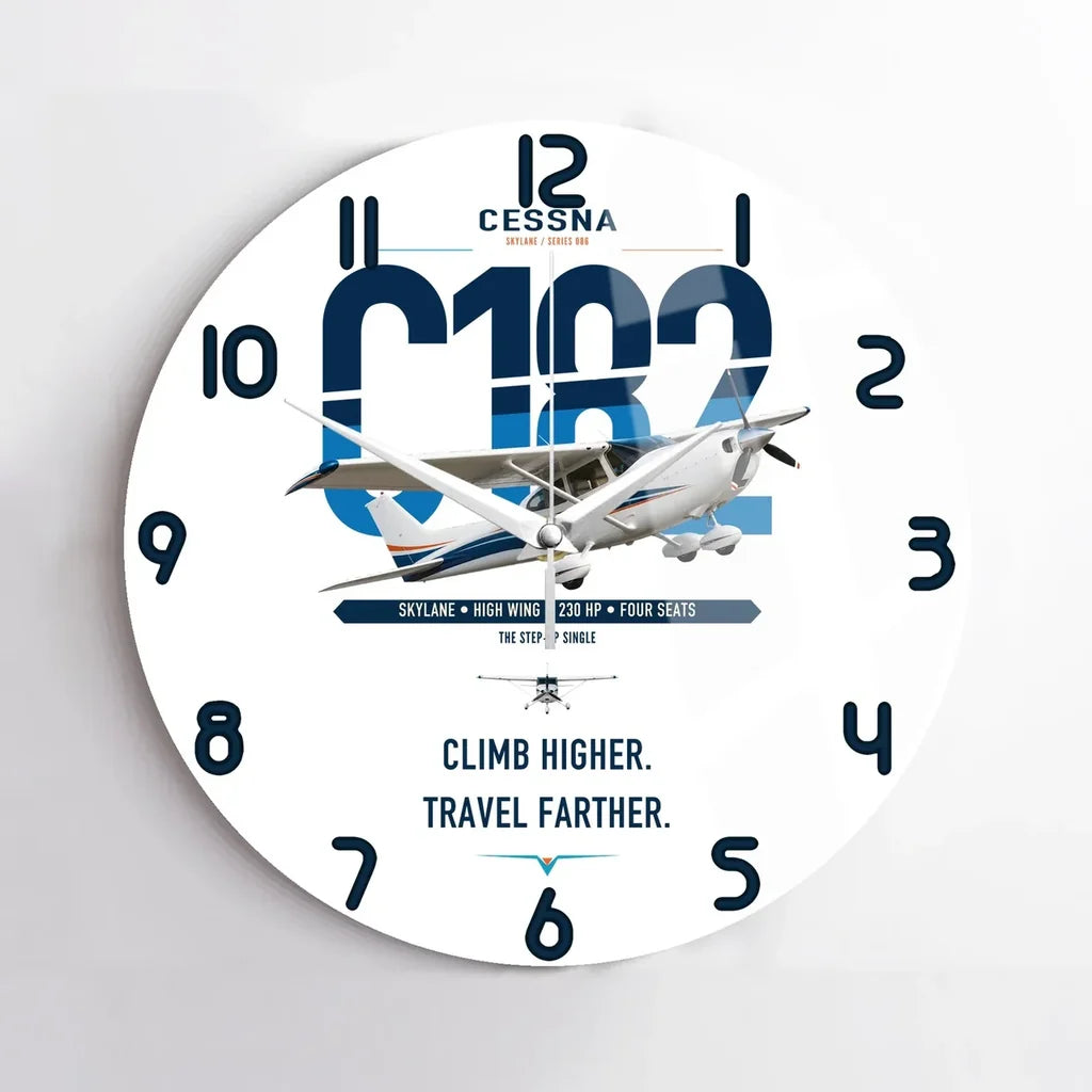 Cessna 182 Skylane design on white no frame wall clock