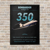 Thumbnail for Bombardier Challenger 350 vertical canvas print - framed - black background