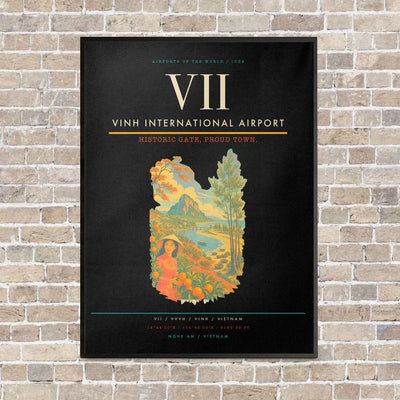 Vinh International Airport VII vertical canvas print - framed - black background