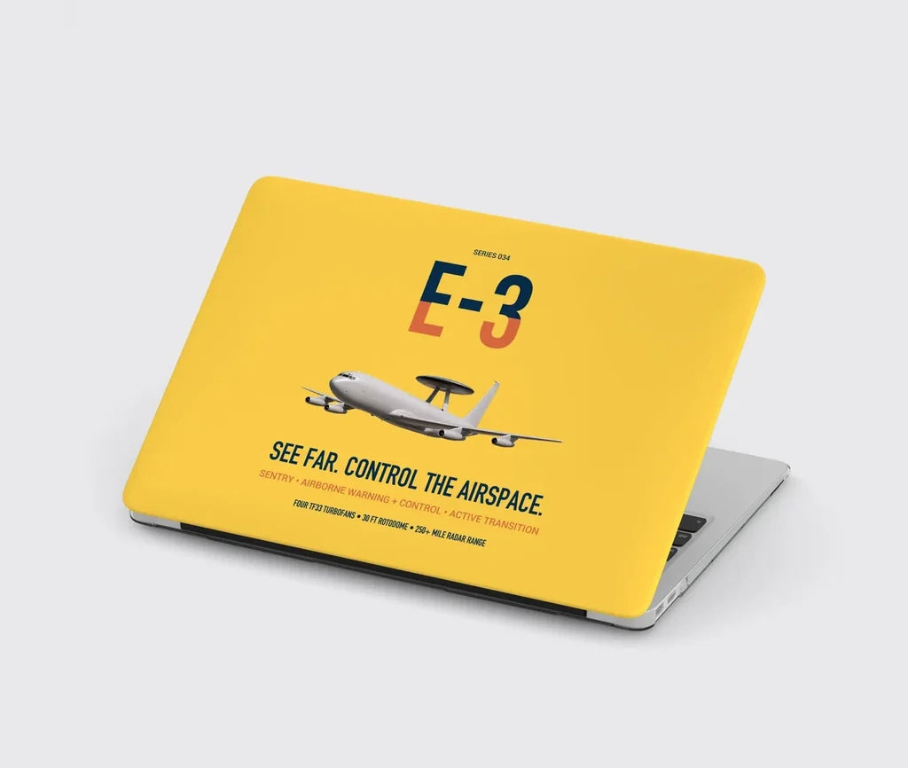 E-3 Sentry AWACS design on yellow MacBook case